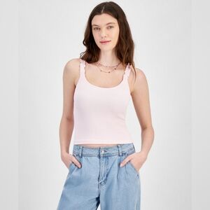 Hippie Rose Pink Navy Blue Ruffle strap seamless tank size Large Bundle Of 2